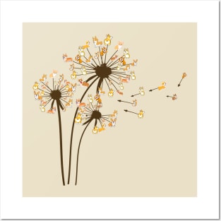 Corgi Flower Fly Dandelion Funny Dog Lover Posters and Art